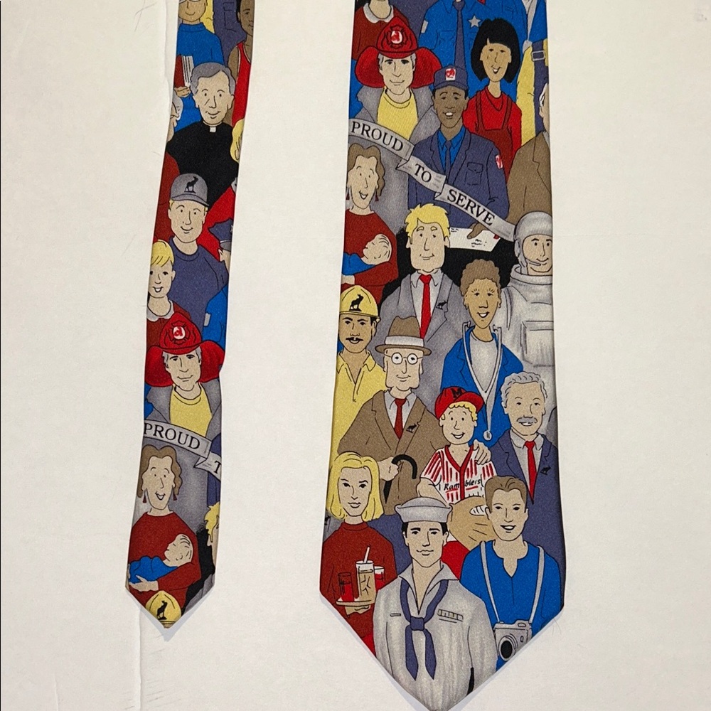 Men's Multicolor Graphic Necktie, essential worker. Good condition
